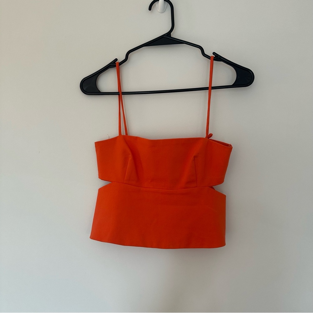 Zara Bright Orange Cropped Tank Top
